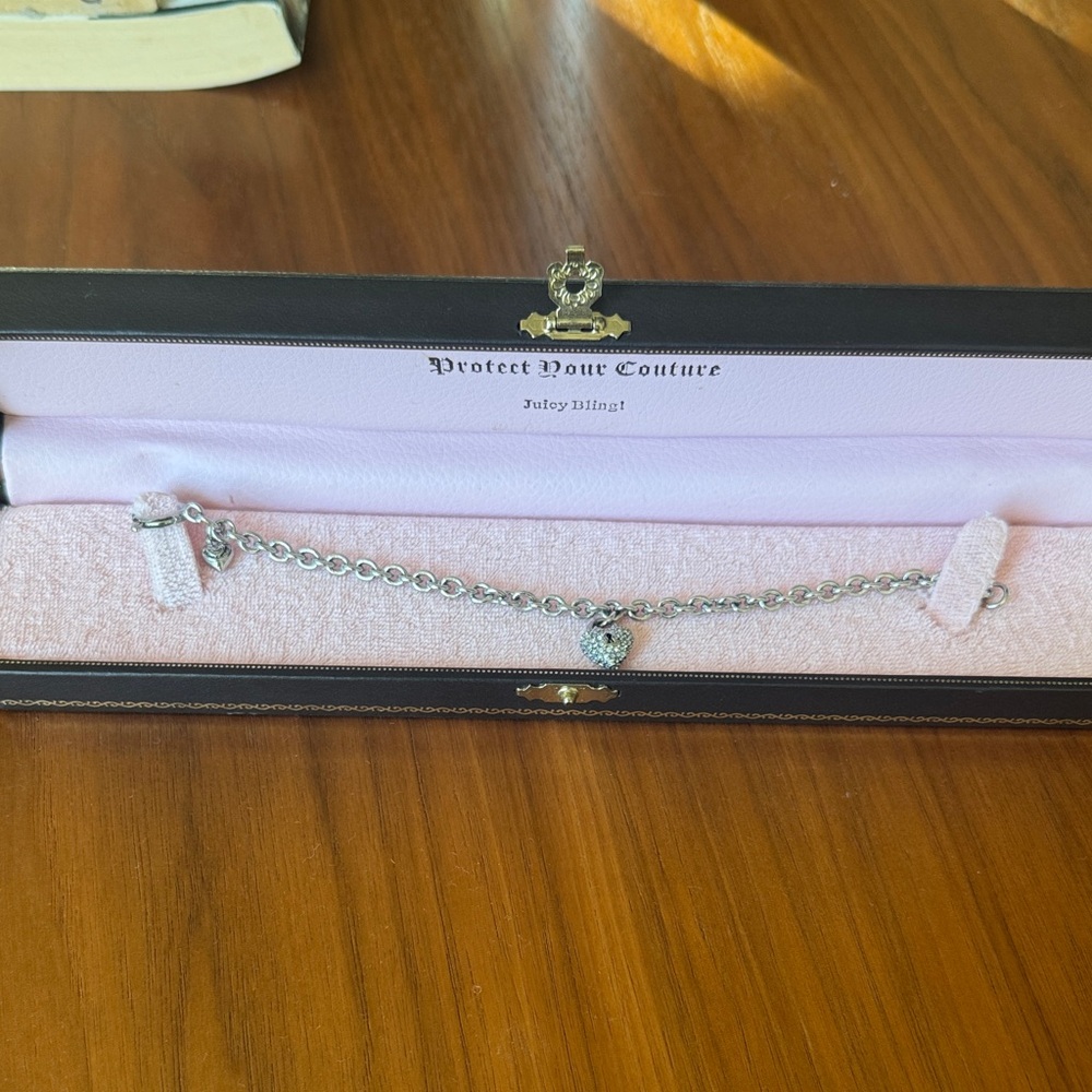 Vintage Y2K Juicy Couture Charm Bracelet Silver w/Box “Protect the Couture”
